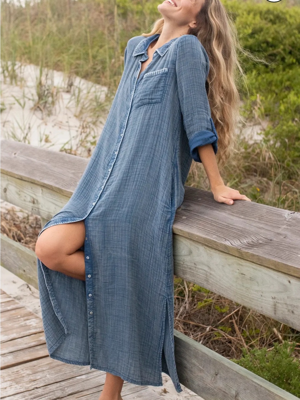 Natural Life Lola Cotton Maxi shirt dress M
